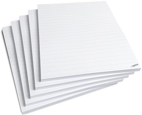 Blocco note A5 a righe, set risparmio da 5 blocchi, DIN A 5, 50 fogli per blocco I strappabile, 80 g/m², carta bianca, blocco appunti, pensieri