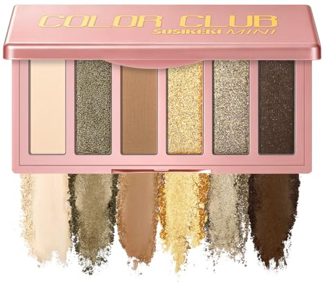 6 Colors Mini Eyeshadow Makeup Palette Olive-colored Neutral Tone Eye Shadow Matte & Shimmer Nude Make Up Pallet with Mirror Blendable Highly Pigmented Travel Size Gift Kit 04