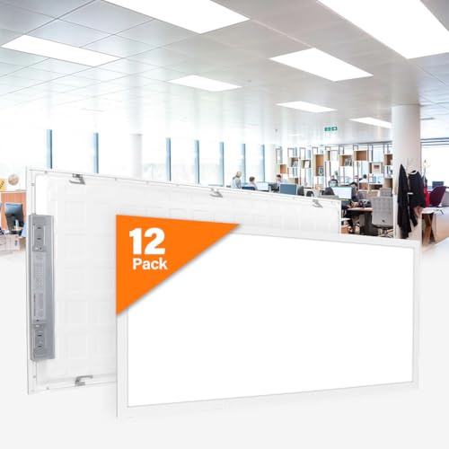 Comiled 12 Pack 2x4 LED Flat Panel Light Drop Ceiling 0-10V Dimmable, 30/40/50W & 3000K/4000K/5000K Selectable, for Office, Shop,120-277V, ETL Listed