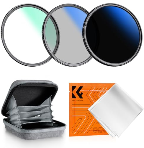 K&F Concept 52mm UV/CPL/ND2-400 Lens Filters Kit (3 PCS)-18 Multi-Layer Coatings, UV + Polarizer + Variable ND Lens Filters Kit (1-9 Stops) + Cleaning Cloth+ Filter Pouch for Camera Lens (K-Series)