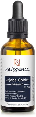 Naissance Huile de Jojoba Dorée Certifiée BIO (No. 233) - 50ml - Naturelle, Pressée À Froid - pour Visage, Cheveux, Massage, Peau