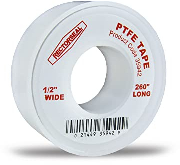 Rectorseal PTFE Tape 35942 Pipe Thread Sealant, Pure PTFE, Plumbing, 1/2x260