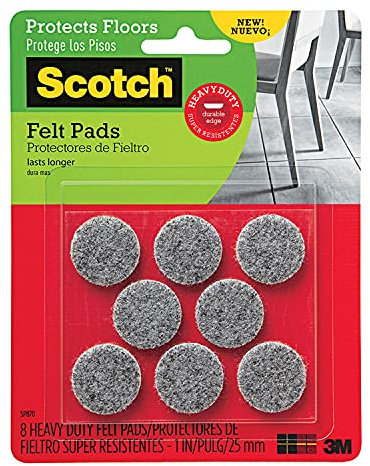 Scotch SP870 Heavy Duty Felt 8 Pads/Pack, Round, Gray, 1, (SP870-NA)