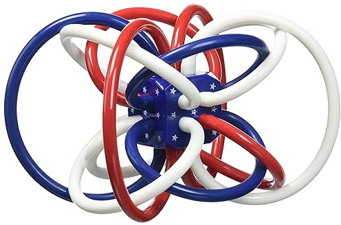 Manhattan Toy Winkel Hochet et Anneau de Dentition sensoriel Rouge, Blanc et Bleu