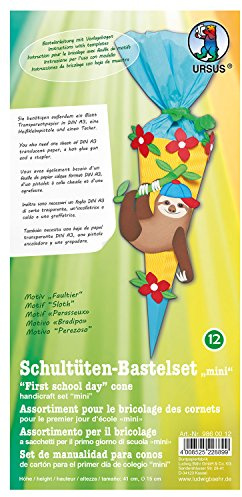 Ursus 9860012 School Cone Mini Hexagonal Sloth Craft Set Height Approx. 41 cm Diameter Approx. 15 cm Includes Craft Instructions and Template Sheet For Self-Crafting Ideal for School