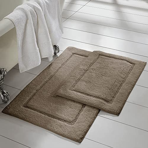 Modern Threads Solid Loop with Non-Slip Backing Bath Mat Set (2 Pack), Mocha