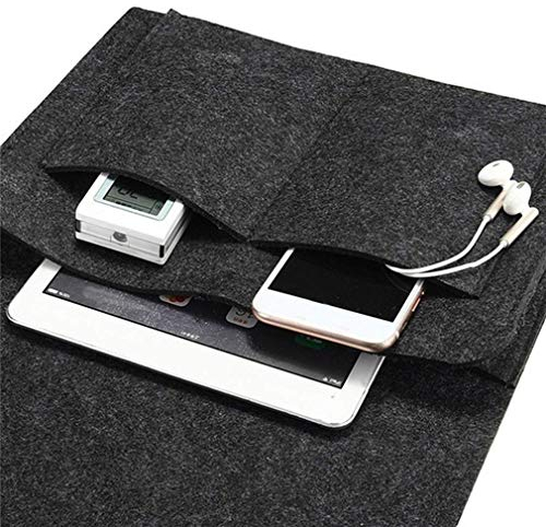 RIJAHO Bedside Felt Storage Bag, RIJAO Bedside Storage Pocket with Pockets Felt Bed Head Hanging Storage Bag for Phone Tablets Remotes Glasses Pen and More (BLACK)
