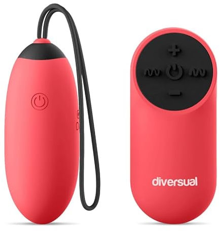 Diversual Eggo, Uovo Vibratore con Mando, Ricaricabile USB (Ciliegia)