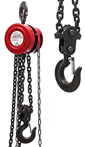 Wiltec Palan à chaîne 5 t – 200 x 200 x 160 mm – Longueur de chaîne 3 m – en Acier – Levage simple de charges – Poulie a chaine pour Agriculture Sylviculture Industrie Paysagisme Atelier