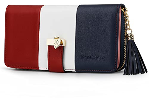 Pomelo Best Damen Geldbörse Mehrfarbig gestreift Portmonee aus Kunstleder, RFID Groß Portemonnaie mit 12 Kartenfächer und Münzfach