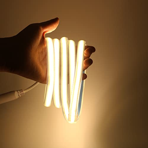 IP67 COB LED Striscia 1M 220V, 280 led/m Super Brillante Impermeabile Strip 1 Metro Bianco Caldo 3000K (Bianco Caldo, 1)