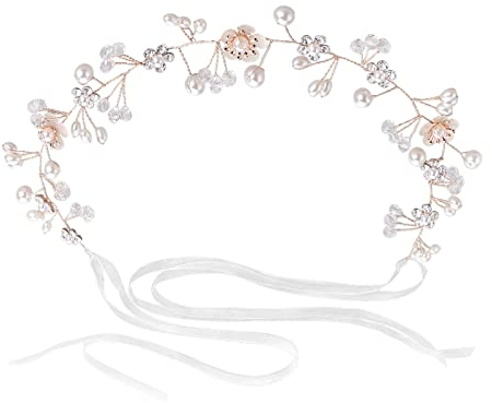 Haarreifen Mädchen Blumenmädchen Haarband Weiß Haarreif Kopfbedeckung Prinzessin Blume Perle Krone Kristall Braut Hochzeit Haarschmuck Blumenmädchen Blumenkranz Haare Damen