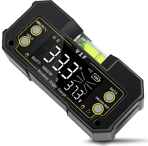 YIF Wireless Digital Angle Finder Tool with Dual Axis, Digital Level with Slope Percentage - Magnetic Angle Finder with Clear Display & Digital Protractor for Absolute & Relative Measurement