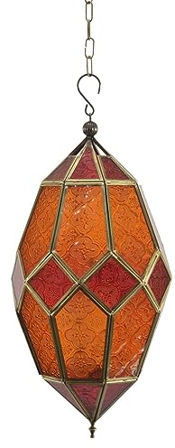 Marokkanische Hängelampe XXL Hängewindlicht Wohnzimmer Laterne Esszimmer Glamour Wandlicht Boho Chic Rot-Orange Weihnachtsdeko Selma IR-60573