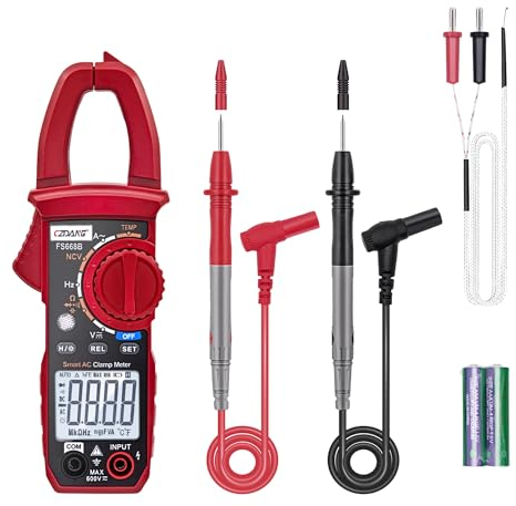 Tolesum Ncv Pinza Amperimétrica Digital, Multímetro Profesional 4000 Cuentas Trms, Pantalla Lcd Hd Ince Multímetro Mide Voltaje Ca/Cc, Corriente, Temperatura, Continuidad, Diodo - No para corriente DC