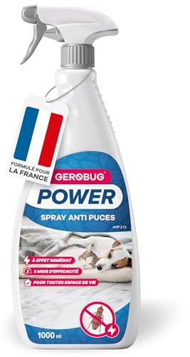 Spray Anti Puces Chat & Chien 1000 ML - Très Efficace et Non Tachant - Spray Anti Puces Maison pour Meubles et Textiles - Utilisable en Présence de Chats et Chiens