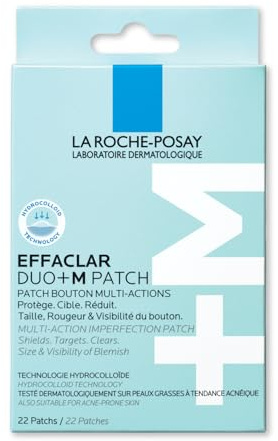 La Roche-Posay Effaclar Duo+M Patch, Parche Anti-imperfecciones con Multiacción, Preserva la Humedad de la Piel, Para Pieles con Tendencia Acneica, Tecnología Hidrocoloide, 22 Parches