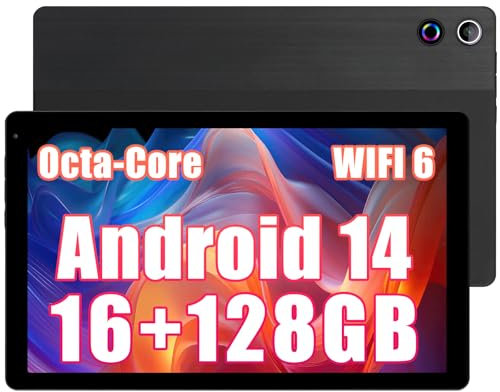 Freeski Tablet 10 Zoll (2025), Android 14 Tablet 10.36 Zoll Octa-Core, 5G WiFi 6, Bluetooth 5.0, 16GB RAM 128GB ROM 1TB TF, 1280x800 IPS, 5000mAh, 5MP+8MP, Widevine L1,Schwarz
