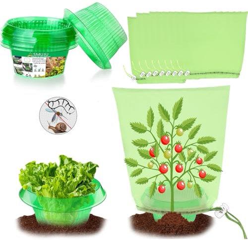 【20 Pièces+20 Pièces Filet】Protection Anti-escargots, Protections Anti-limaces, Protection Contre les Escargots, pour vos Plants de Salades et Choux - Protège Les Plantes Contre Les Animaux