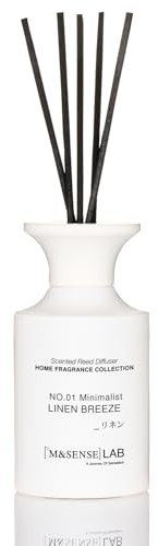 M&SENSE 300ml Raumduft Leinenbrise Duft|Raumerfrischer mit 8 Duftstäbchen|Langanhaltend Lufterfrischer für Badezimmer,Wohnung,Heimdekoration|Diffuser mit Stäbchen