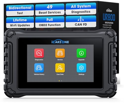 ICARZONE UR800 Bidirectional Car Diagnostic Tool, All System Active Test 49+Extra 46 Services, OBD2 Scanner Code Reader for All Cars, TCM/ECM/Crank Relearn/Auto VIN/ECU Coding/CAN FD/Lifetime Update