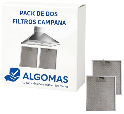 ALGOMAS® Pack Dos Filtros de Campana Extractora 26x32 cm| Filtro Metálico Antigrasa Lavable | Protege el Motor y Mejora la Absorción | Repuesto Compatible con Teka 40.472.918 e Indesit C00076591