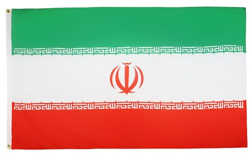 AZ FLAG - Bandera Irán - 250x150 cm - Gran Bandera Iraní 100% Poliéster Con Ojales de Metal integrados - 300g - Colores Vivos Y Resistente A La Decoloración