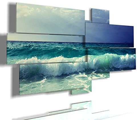 duudaart Quadri Mare Soggiorno Camera Letto 3d Moderni Arredamento Casa Luminosi Multipannello Arredo Pannelli Grandi Lunghi Orizzontali Xxl Pezzi Paesaggi Multilivello 184x100cm