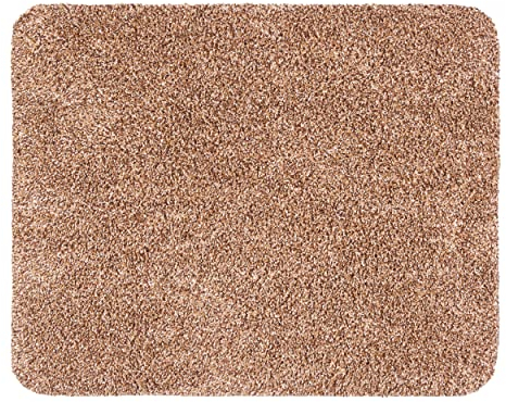 Schmutzfangmatte innen waschbar 60x75 cm – Sauberlaufmatte beige 100% Baumwolle Matte - Entra SAUGSTARK - rutschfeste Fußmatte pflegeleicht