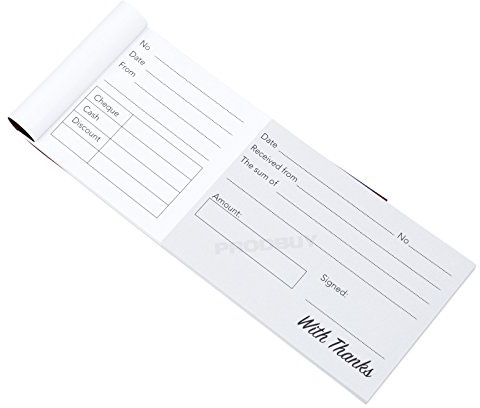 [Pack of 2] Cash Receipt Books Wide Cheque Book Style 40 Receipts Sales Record Pads