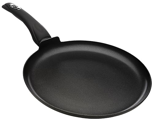 28cm Black Non-Stick Crepe Pan with Soft-Touch Handle | PFOA-Free Premium Non-Stick Coating | Dishwasher Safe | Induction & All Hob Compatible | Pressed Aluminium Encapsulated Base | 49cm Total Length