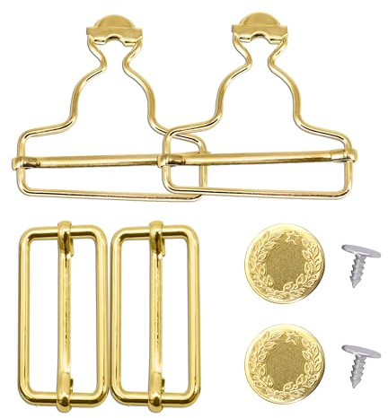Trimming Shop 40 mm hängselspännen med rektangel skjutreglage Tri-Glide-spännen och icke-sydda jeansknappar för hängslen, barnoveraller, remmar, overaller