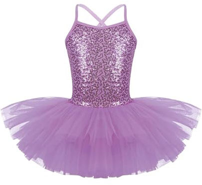 Freebily Tutu Ballerina Flicka Färgglad Body Gymnastik Konstnärlig Flicka Ärmlös Klassisk Dansklänning Balett Leotards Danskläder Kloka Balklänning, Lila, 4-5 anni