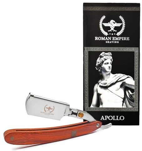 Rasoio a Mano Libera Apollo di Roman Empire Shaving | Rasoio per Uomo Professionale da Barbiere per Barba, Baffi e Contorni
