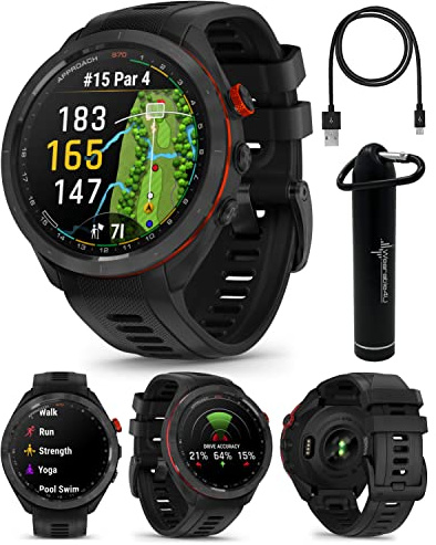 Wearable4U - Garmin Approach S70: Ceramic 47 mm Golf Smartwatch|1.4 AMOLED Display Up to 16 Days Battery Life, Multisport GPS Premium Watch w/ 43K+ Golf maps & Gift Bundle