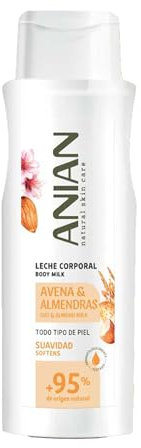 ANIAN - Latte Corporale Avena e Mandorle, 500 ml, con Burro di Karitè e Allantoina, Crema Idratante, Nutre e Calma, Pelle più Morbida e Tersa, +95% Ingredienti di Origine Naturale, Adatto per Vegani