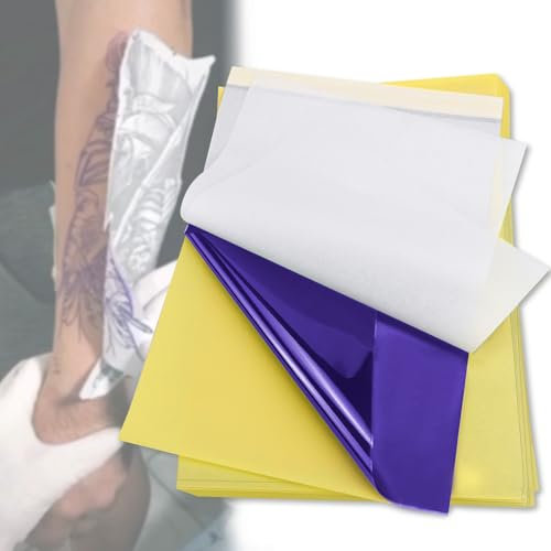 Raxfekro 100 Blätter Tattoo Transferpapier, A4 Tattoo Stencil Papier, Blaupause Matritzenpapier für Tattoos, Tattoo-Transferpapier zum Übertragen von Motiven Auf die Haut