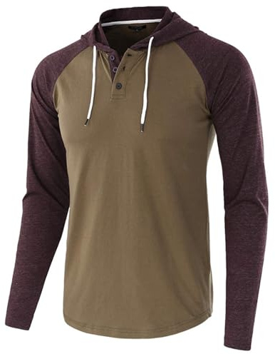 Caxndycing Sweat à capuche à manches longues en coton pour homme - T-shirt de baseball classique - Pull à capuche avec cordon de serrage - Respirant - Fin - Décontracté - Léger - Bloc de couleurs,