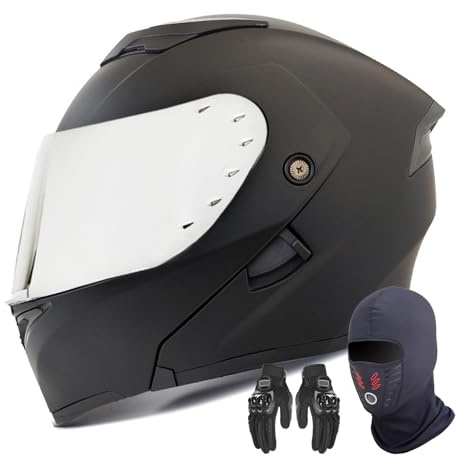 GNIUBBDB Casque de Moto modulaire intégral pour Adultes Hommes et Femmes Casque de Moto Rabattable homologué ECE avec Double Pare-Soleil A-4,XXXL (65cm)
