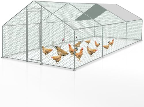 Peviasot Gallinero con cerradura, 3 x 6 x 2 m, de acero galvanizado, cercado al aire libre, para jaula de pollos, jaula de pájaros