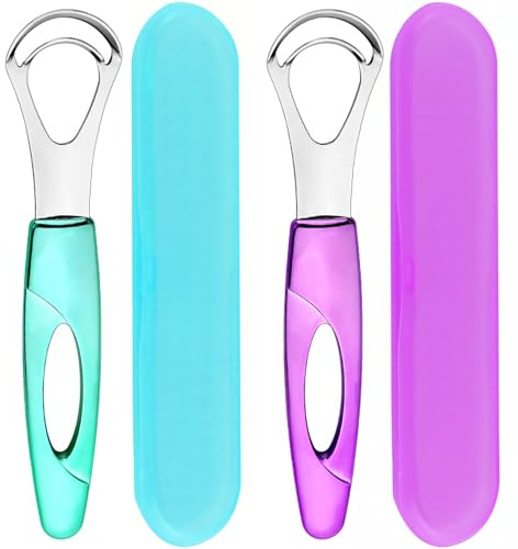 Tongue Cleaner, Tongue Scraper, Tongue Cleanser, Tongue Scraper, Tongue Scraper Cleaner, Helps Fight Bad Breath, Tongue Scrapers (Purple&Blue)