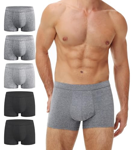 Battewa Cotton Incontinence Underwear for Men Front Absorbent Protective Boxer Brief Leak Proof Panties for Bladder Leakage 50ml (3 Color, 5Pack, XX-Large)