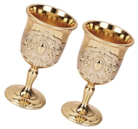 HOMOBABE Copas de Vino de Estilo Europeo Metálicas 2 Piezas Doradas