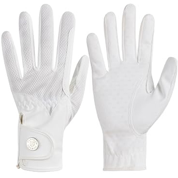 Harrison Howard Horse Riding Gloves for Women, Equestrian Training Gloves with Non Slip Silicone Grip, Breathable Lightweight White S