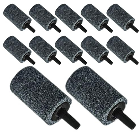 Homoyoyo Kit de 20 Piedras Difusoras para Acuario Difusor de Aire Cilíndrico Negro Piedra Aireadora Pequeña para Pecera Oxigenación Uniforme y Circulación de Agua en Acuarios