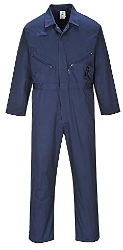 Portwest C813NARM - Tuta da lavoro con zip, Medium con lunghezza della gamba regolare, colore: Blu navy