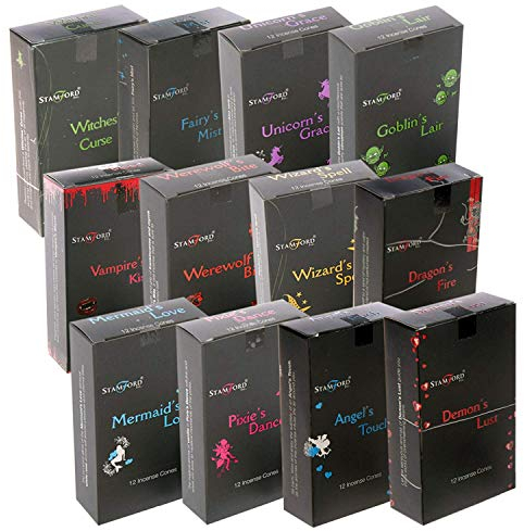 Stamford Black Incense Cones 144 (12 Boxes, 12 Cones) Mixed Sampler Pack (MIXED VARIETY BOX) 37352