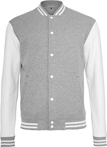 Build your Brand Uomo Sweat College Jacket Giacca Not Applicable, Multicolore (H.Grey/White 00659), XXX-Large