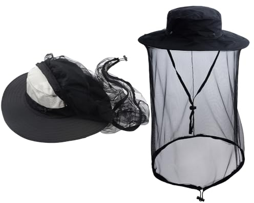 Bee Keeping Beekeeper Veil Hat Gnats Insect Bug Mosquito Hats Fishing Gardening Cap with Head Net Netting Mesh Hood Black
