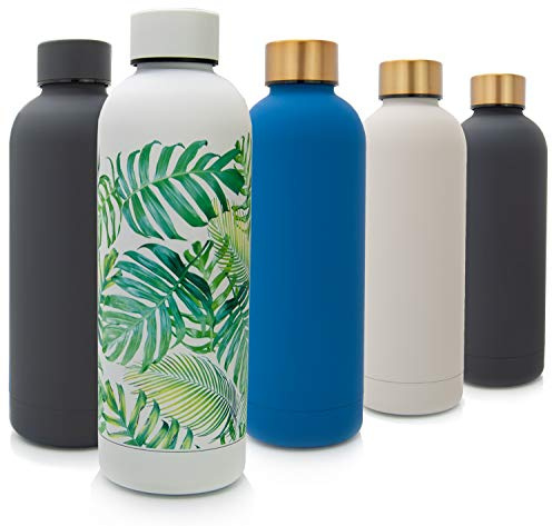 T&N Botella de agua de acero inoxidable de 500 ml – Termo para oficina para té y café – Botella de agua a prueba de fugas para bebidas carbonatadas – Termo de viaje – Botella de agua con burbujas